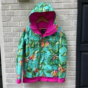 North face tropical print ski jacket extra small